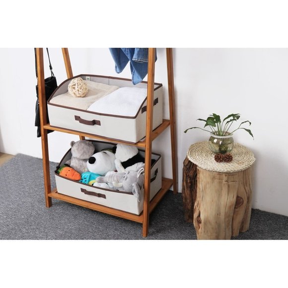 Storage Works Low Front Fabric Storage Bin w/Handles, Natural, 30L, 2-Pack - Picture 6 of 11